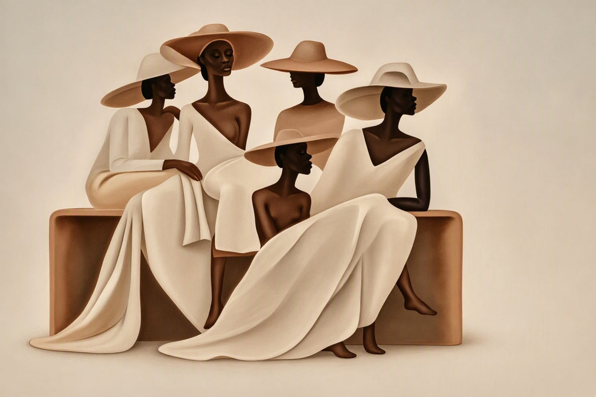 Canvas Print Elegant Seated Black Women Portraits | Figurative Wall Art