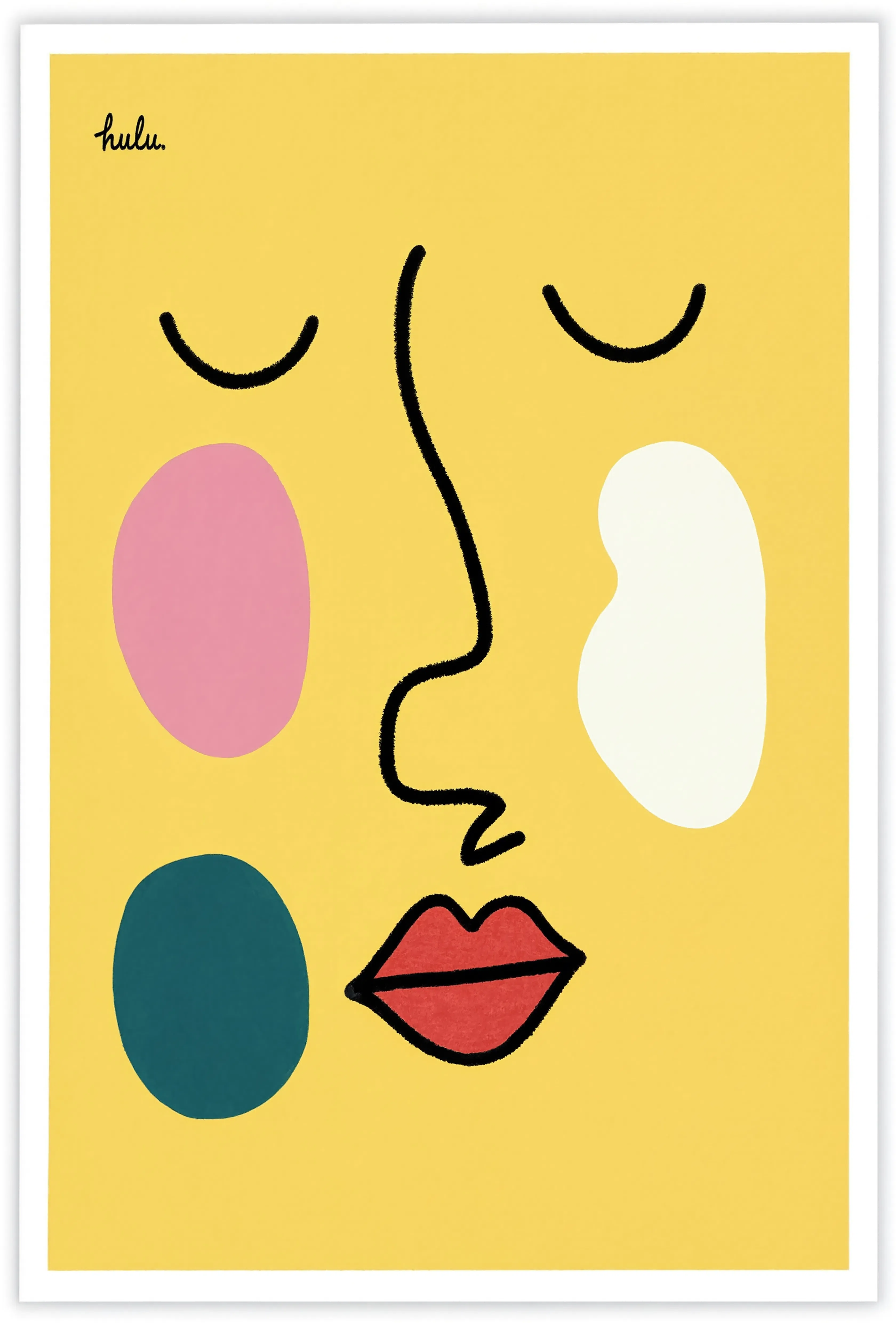 Yellow Pink Portrait | Contemporary Abstract Figurative Wall Art