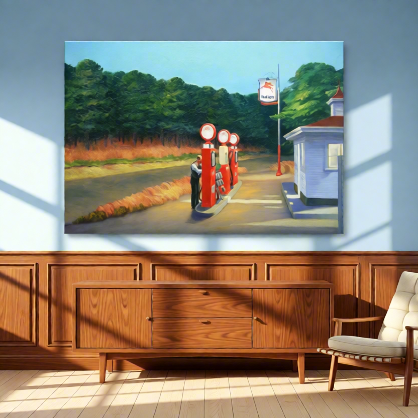 Canvas Print Edward Hopper – Gas, 1940 – American Realist Art Print | Modernist Landscape Wall Decor