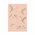 Canvas Print Flying Cranes on Pink | Japanese-Inspired Bird Wall Art