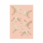 Canvas Print Flying Cranes on Pink | Japanese-Inspired Bird Wall Art