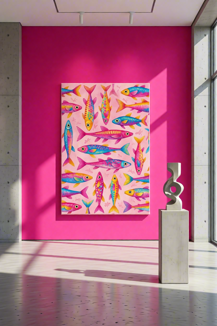 Canvas Print Vibrant Eclectic Fish | Colourful Coastal Wall Art