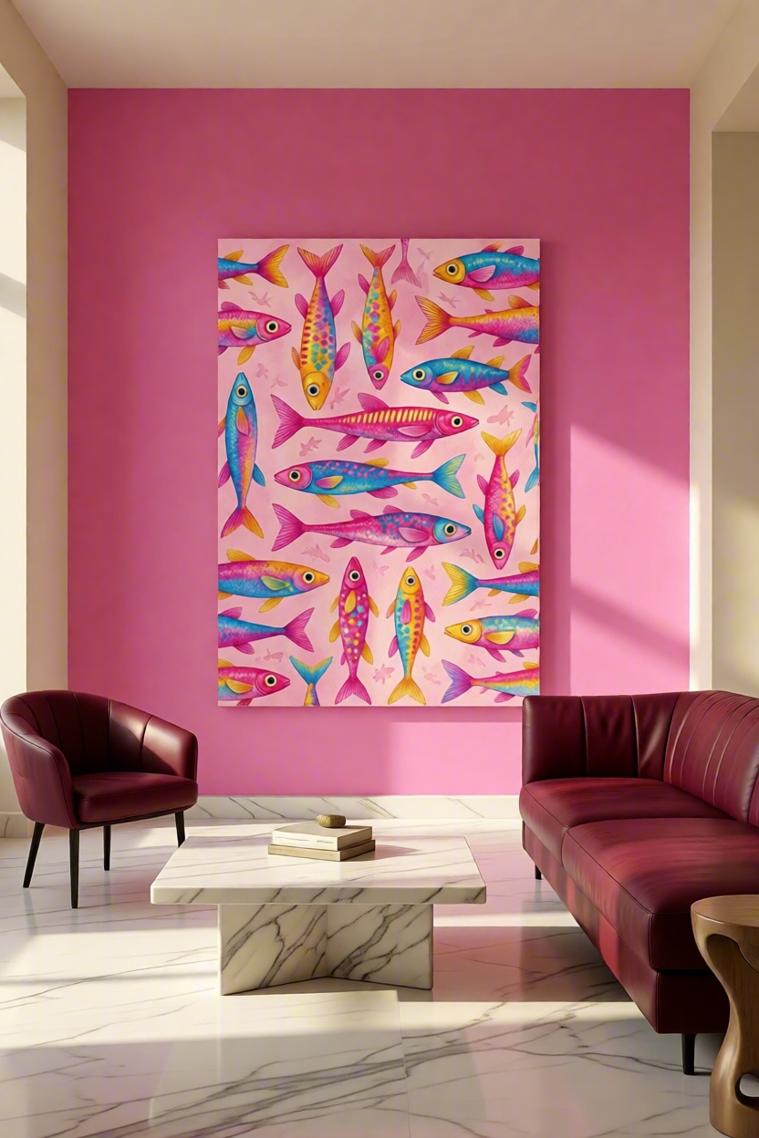 Canvas Print Vibrant Eclectic Fish | Colourful Coastal Wall Art
