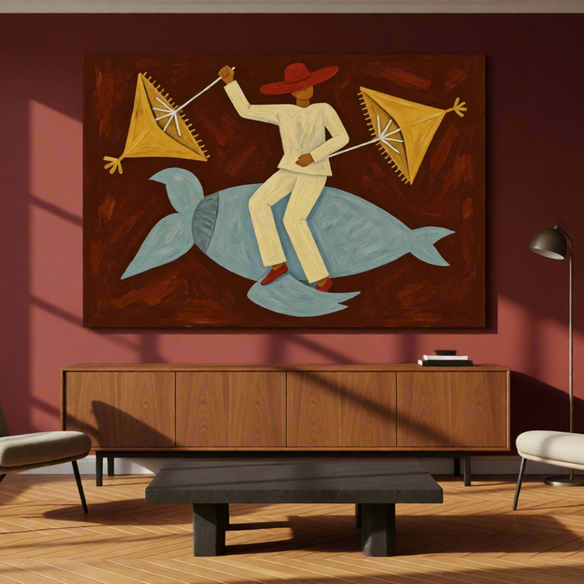 Canvas Print Whimsical Sea Turtle Voyage | Ocean Animal Wall Art