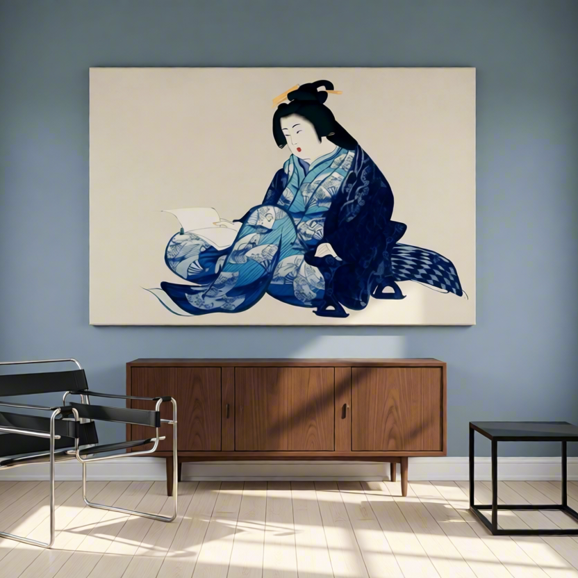 Canvas Print Kamisaka Sekka  - Reading lady from Momoyogusa