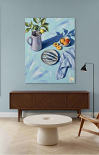 Canvas Print Sardines on the Table - Mediterranean Still Life Wall Art