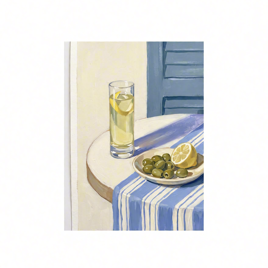 Canvas Print Olives on the Table | Mediterranean Still Life Wall Art