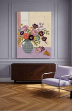 Canvas Print Floral Vase on Lavender | Botanical Still Life Wall Art