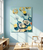 Canvas Print Oysters and Lemons | Mediterranean Still Life Wall Art