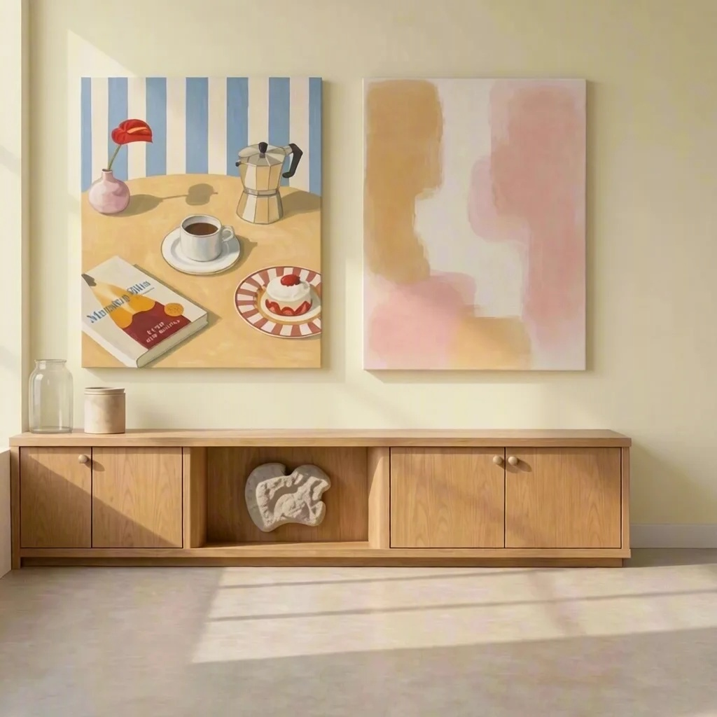 Set of 2 Canvas Prints – Morning Bliss & Minimalist Abstract | Contemporary Modern Wall Artopy)