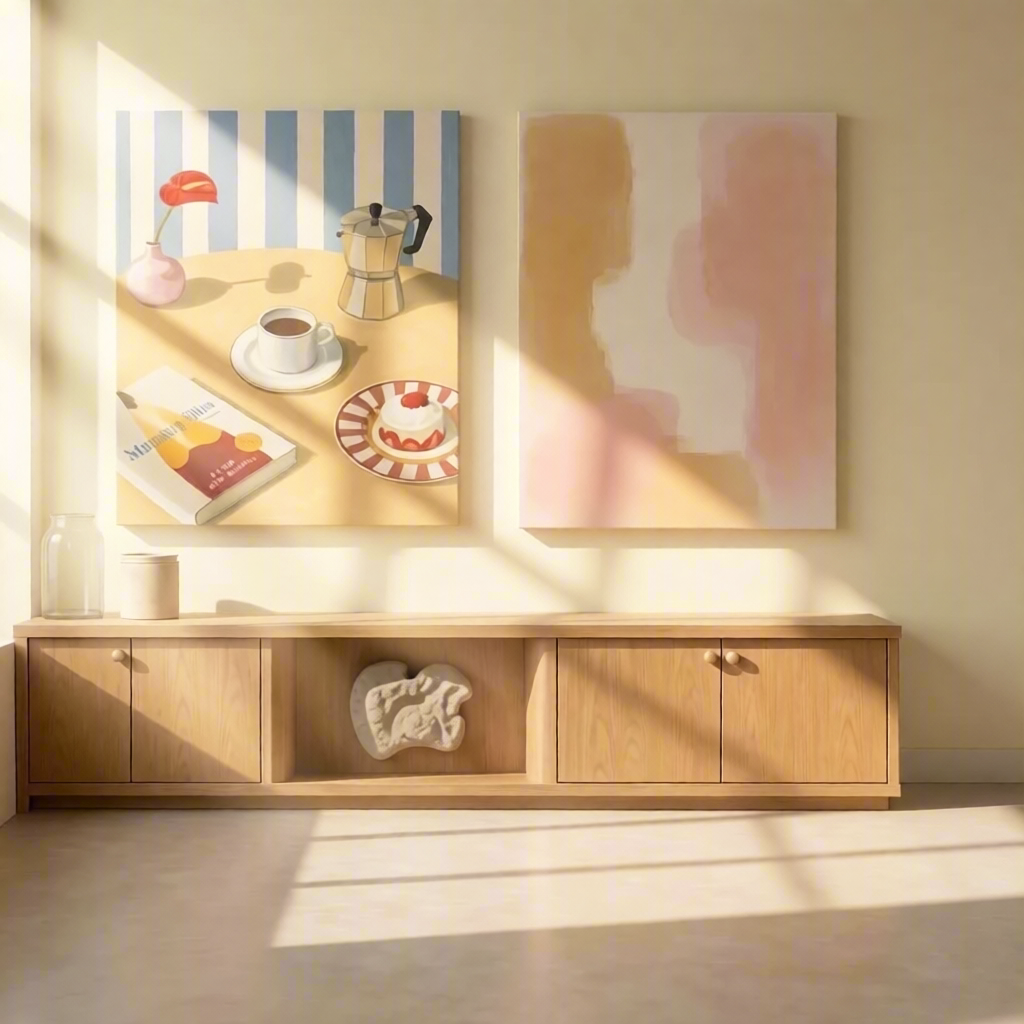 Set of 2 Canvas Prints – Morning Bliss & Minimalist Abstract | Contemporary Modern Wall Artopy)