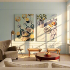 Set of 2 Canvas Prints – Oysters and Lemons & Sardines on the Table | Mediterranean Still Life Wall Art