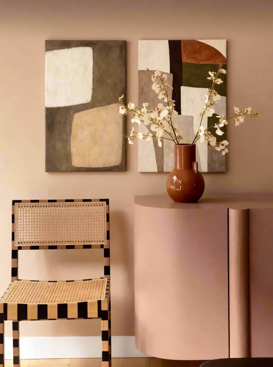 Set of 2 Canvas Prints – Earthy Abstract & Defined Paths | Contemporary Abstract Wall Art