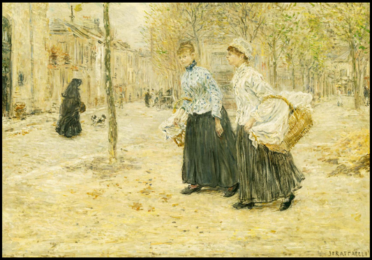Jean Francois Raffaelli - Two Washerwomen Crossing a Small Park in Paris